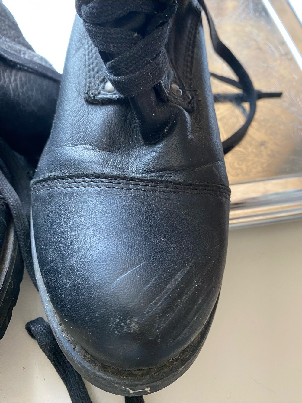 Aldo Black Lace-Up Combat Boots with Buckle Accents - Picture 8 of 11